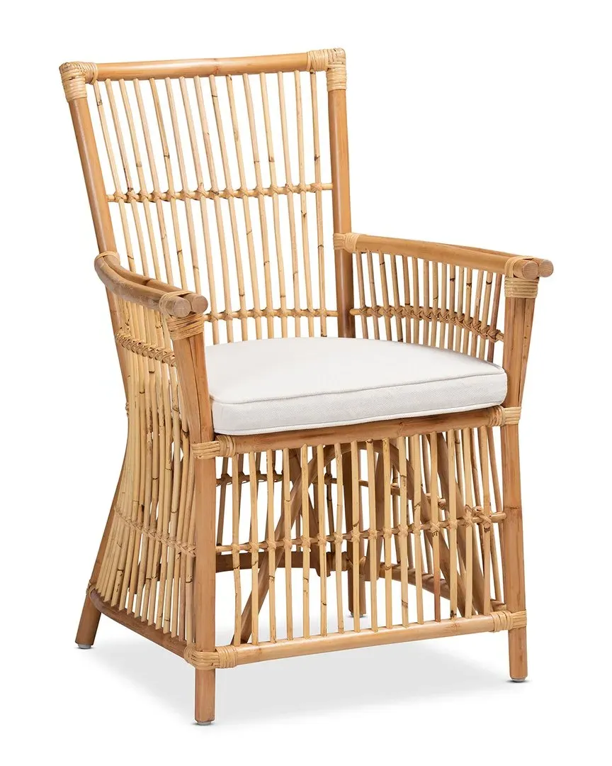 Rose Upholstered Rattan Armchair - White image