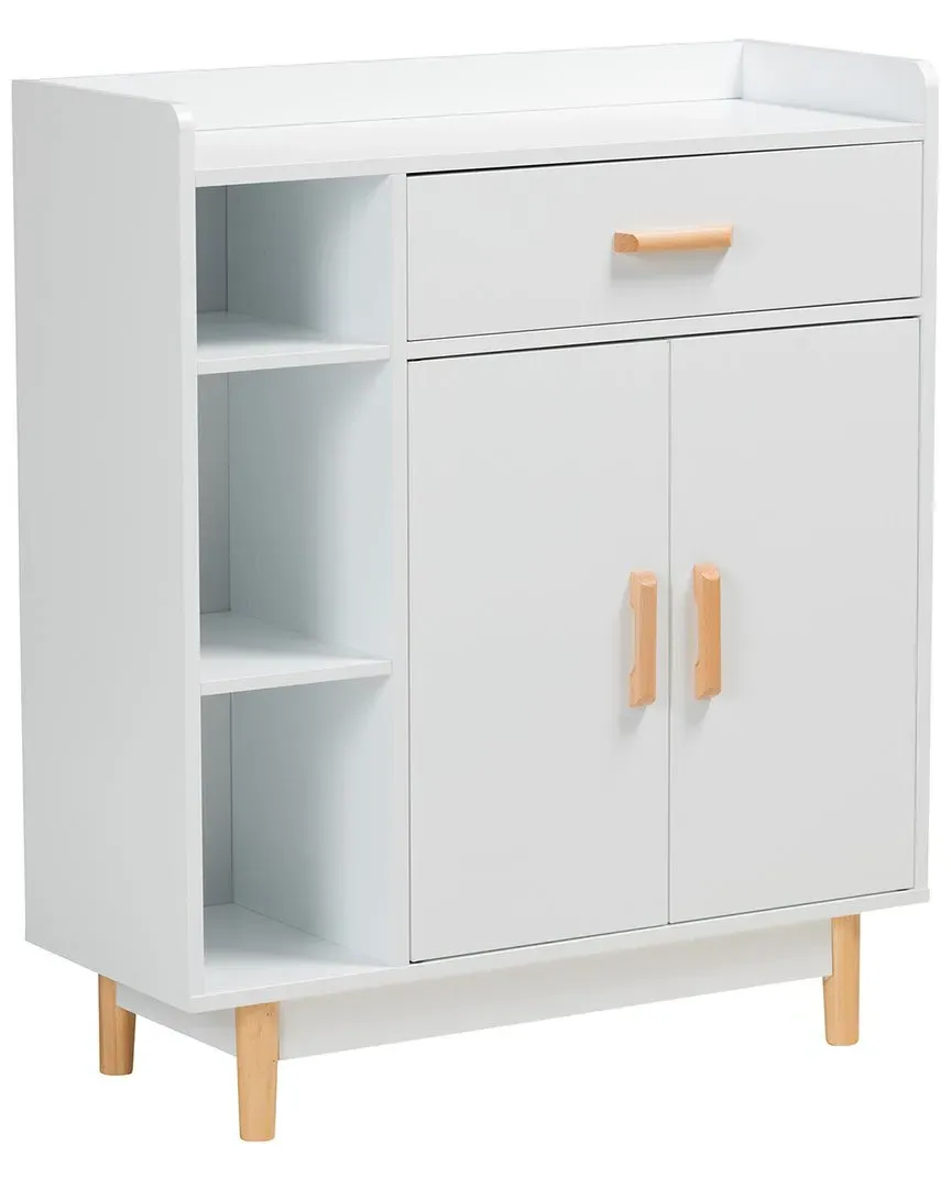 Russell Mid-Century 2-Door Sideboard with Drawer - White, Wood