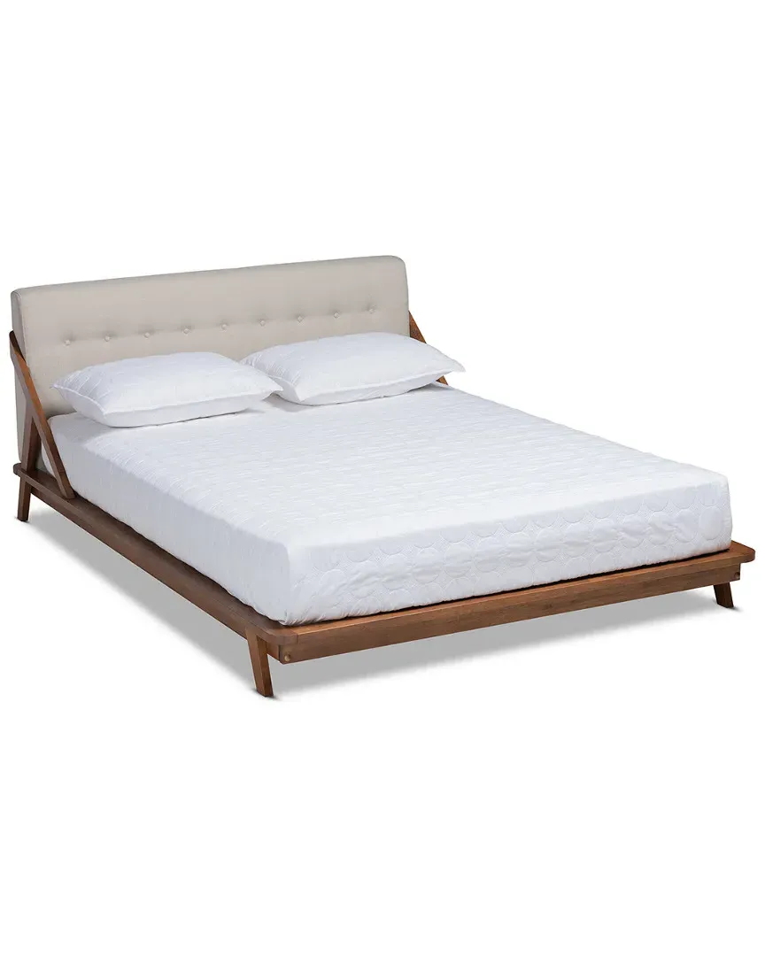 Sante King Size Platform Bed - Beige, Walnut image