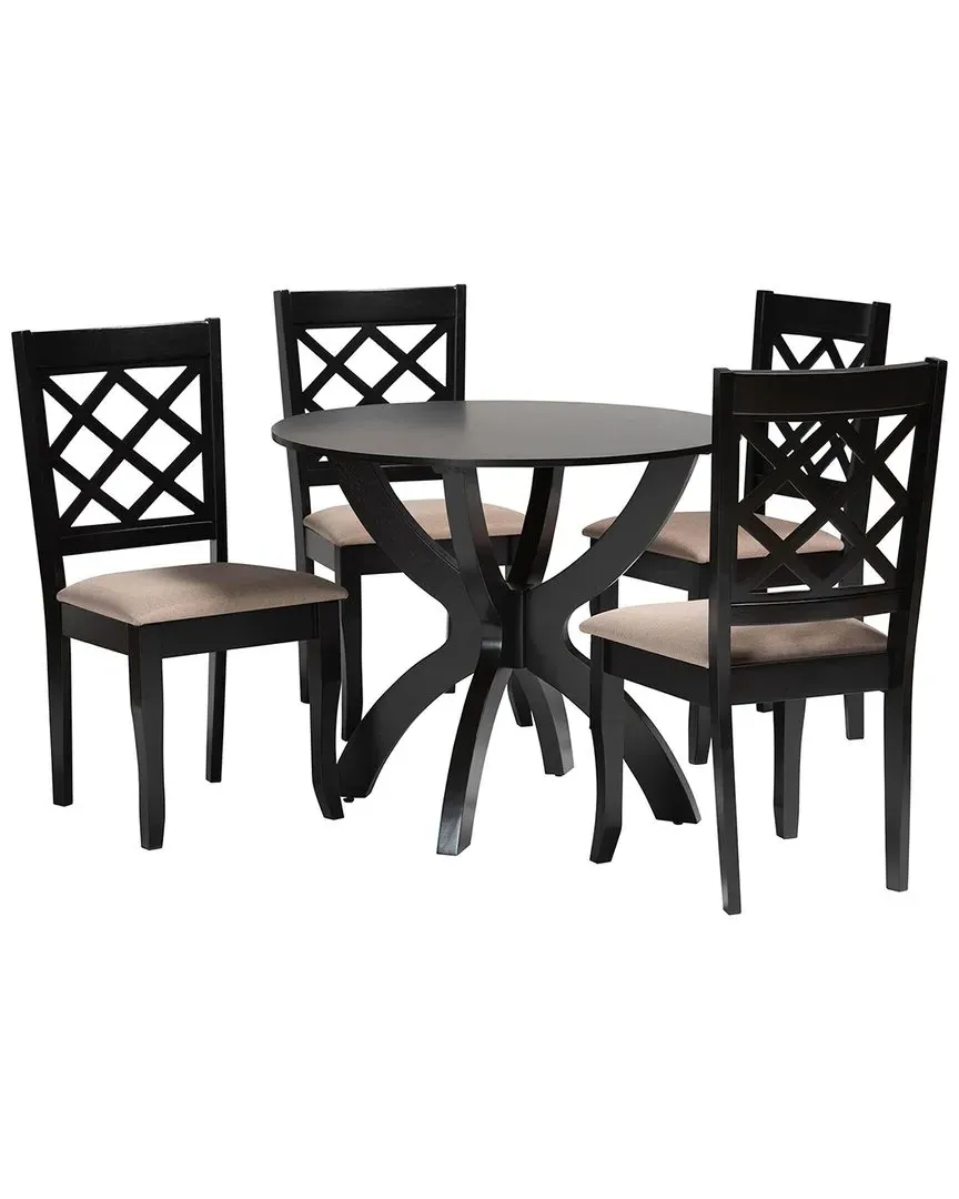 Savina 5-Piece Dining Set - Sand, Rubberwood