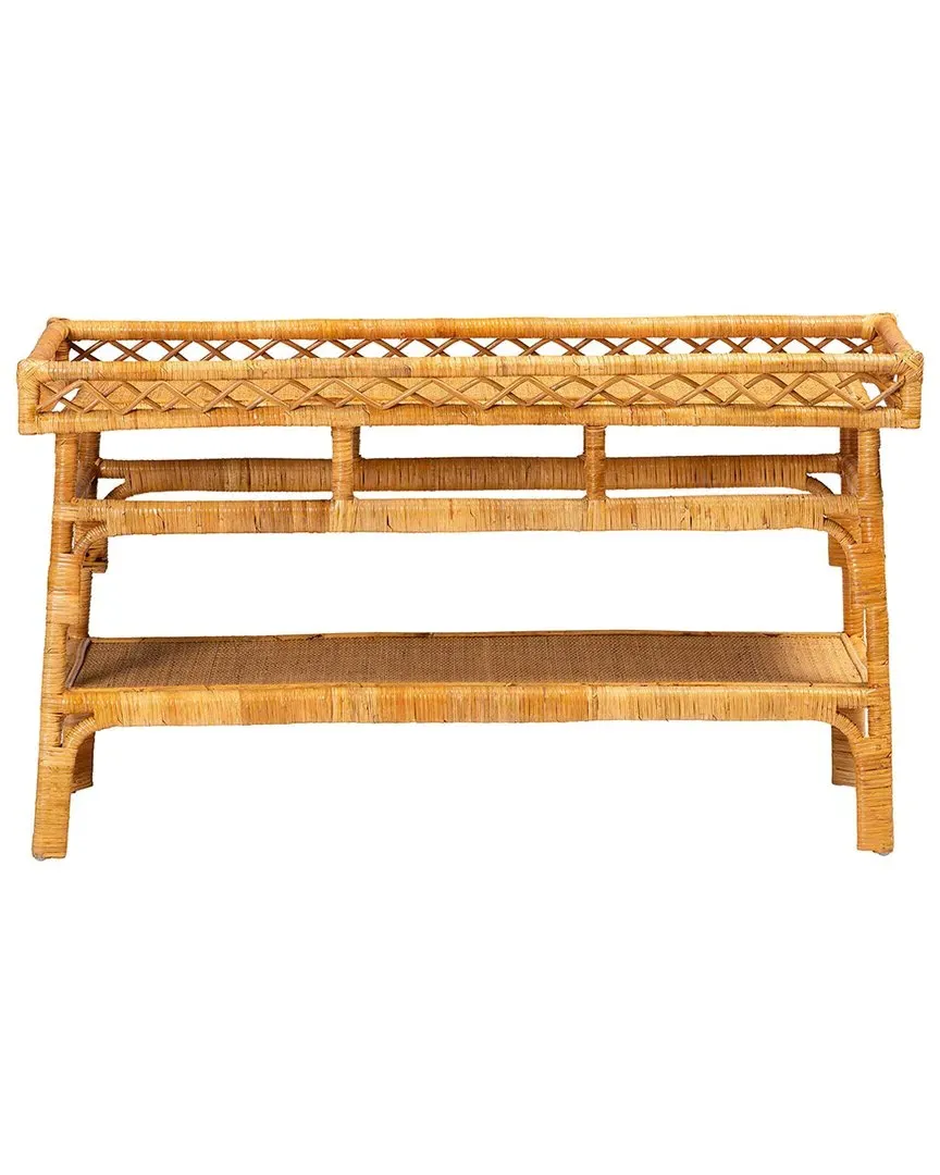 Savitri 2-Tier Console Table - Light Honey, Rattan