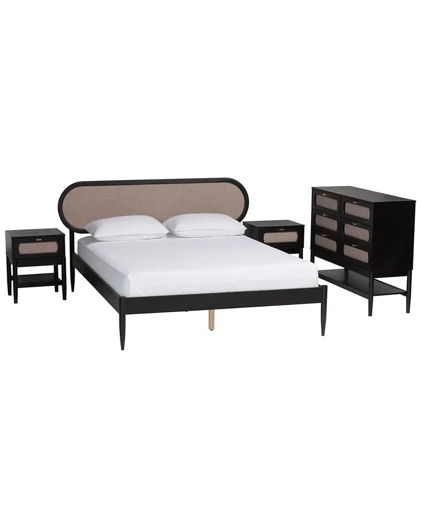 Shirin Queen Size 4pc Bedroom Set with 2 Nightstands - Beige image