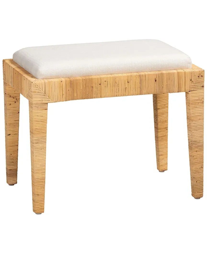 Sofia Ottoman - White, Mahogany image