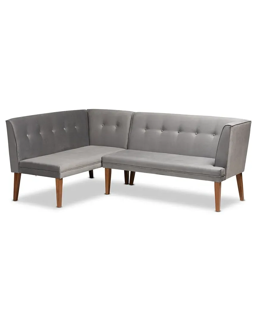 Stewart 2-Piece Corner Banquette Set - Grey, Velvet image