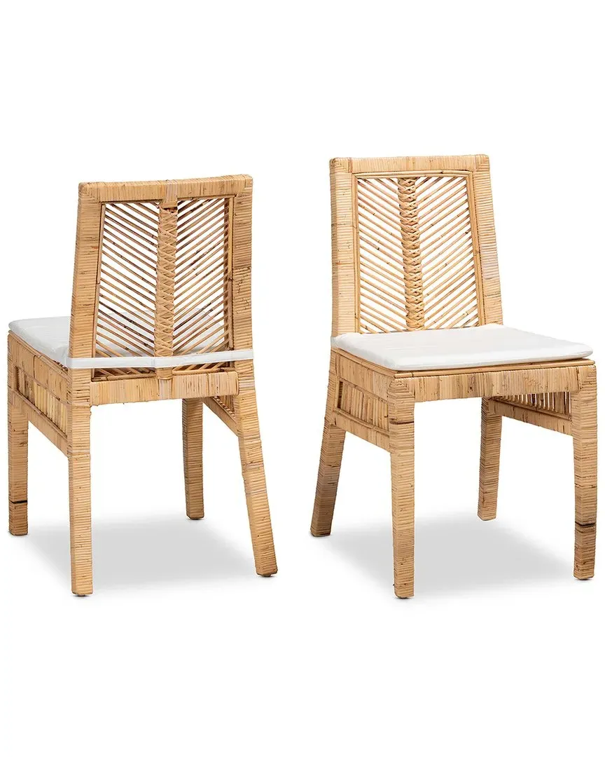Suci 2-Piece Dining Chair Set - White, Rattan