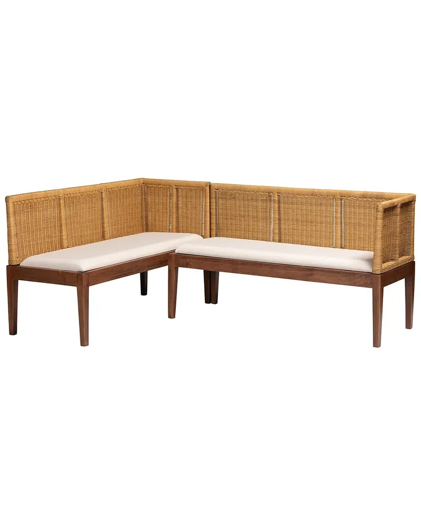 Tabanan 2-Piece Dining Nook Banquette Set - Brown, Acacia Wood image