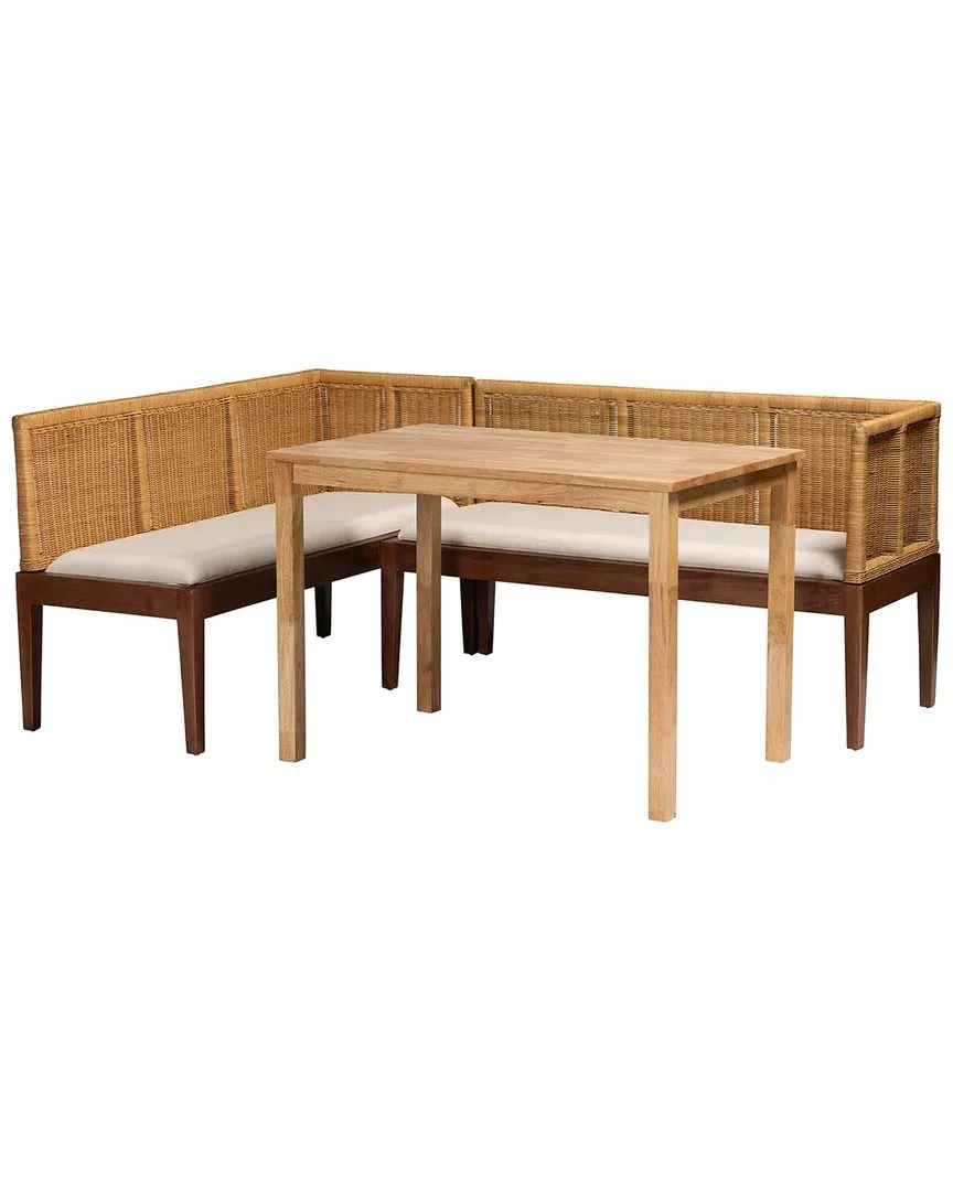 Tabanan 3-Piece Dining Nook Set - Brown, Acacia Wood