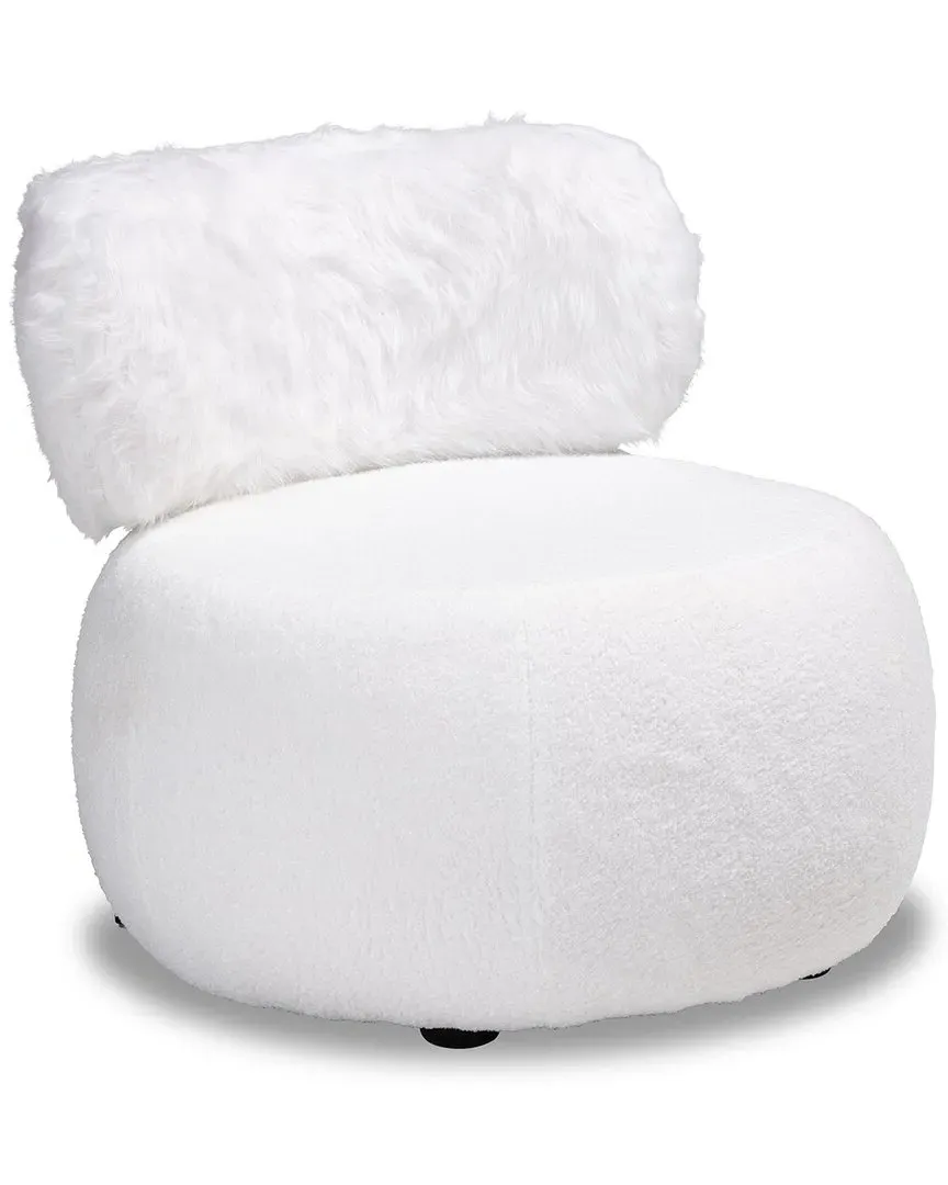 Tayla Upholstered Accent Chair - White, Sherpa image