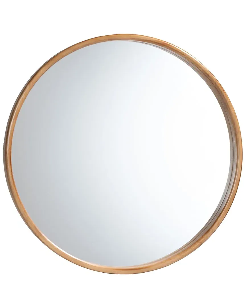 Tazara Round Wall Mirror - Natural Brown, Wood image