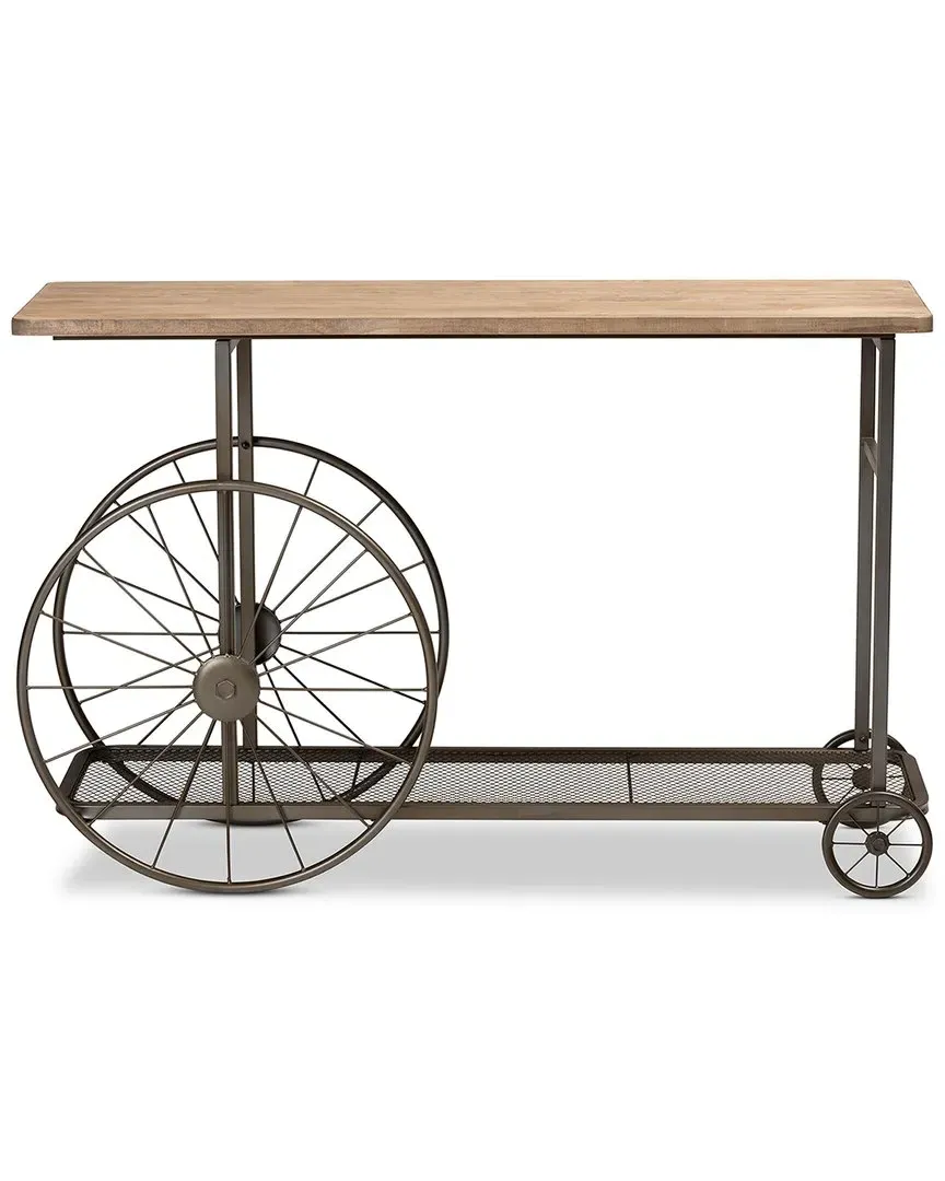 Terence Wheeled Console Table - Natural, Metal image