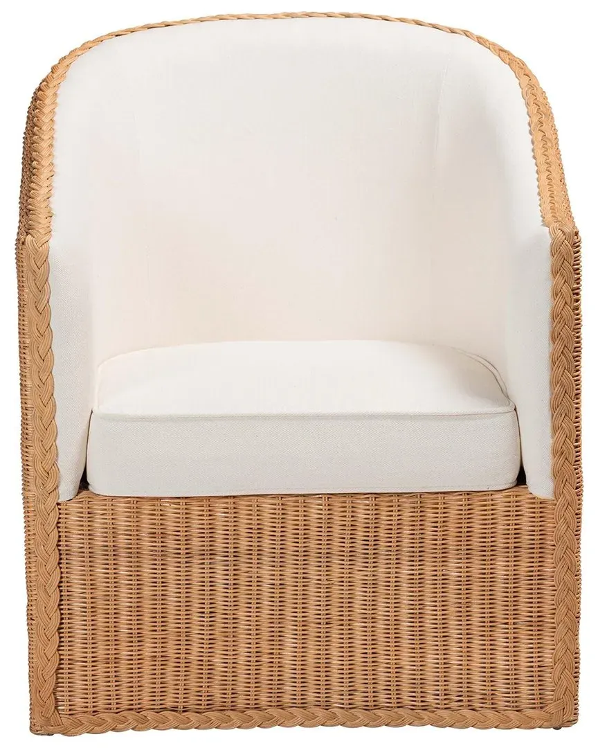 Tessa Rattan Arm Chair - Light Honey, White