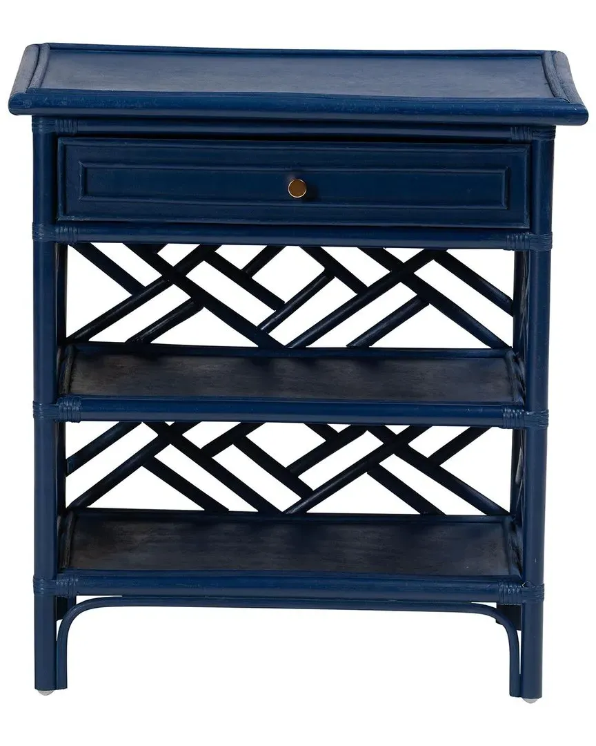 Tiaret Rattan Nightstand with Drawer - Blue image