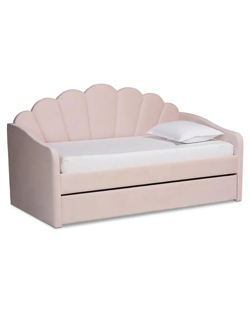 Timila Daybed with Trundle - Pink, Velvet