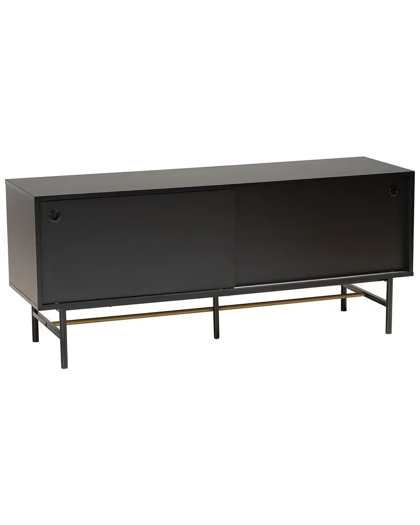 Truett TV Stand with Sliding Doors - Dark Brown, Metal image