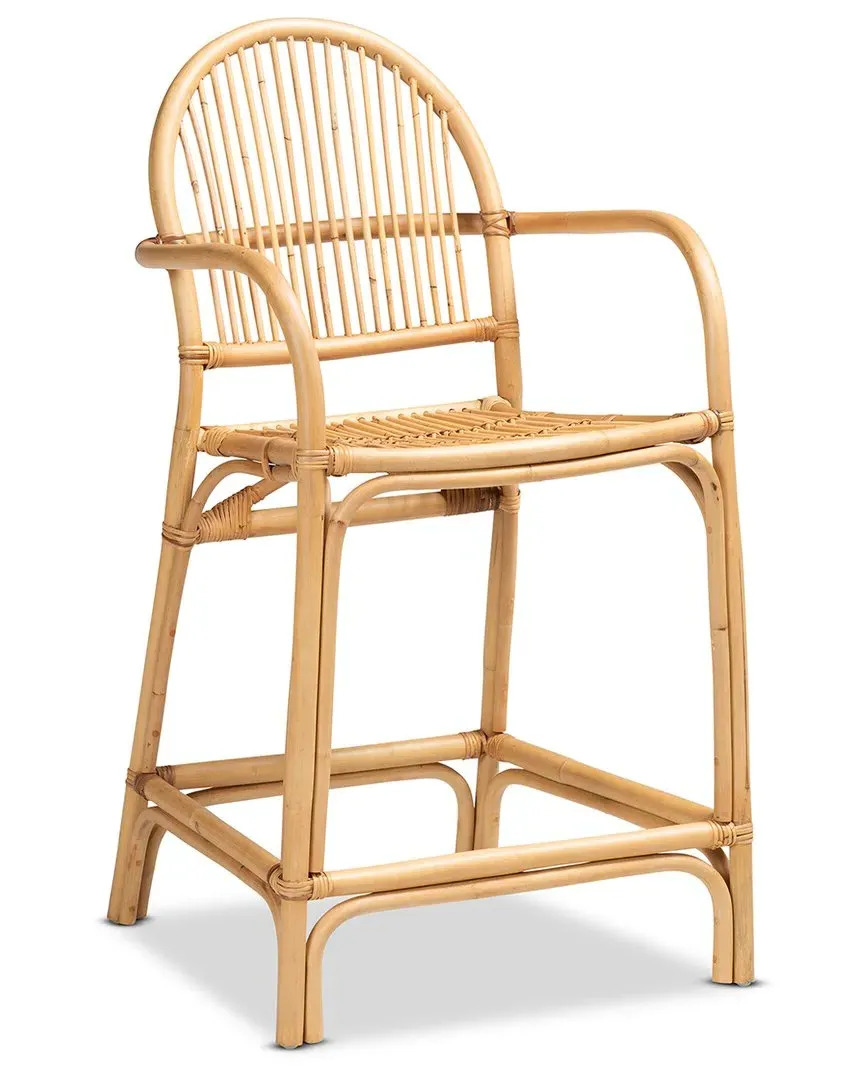 Tugera Counter Stool with Armrests - Brown, Rattan
