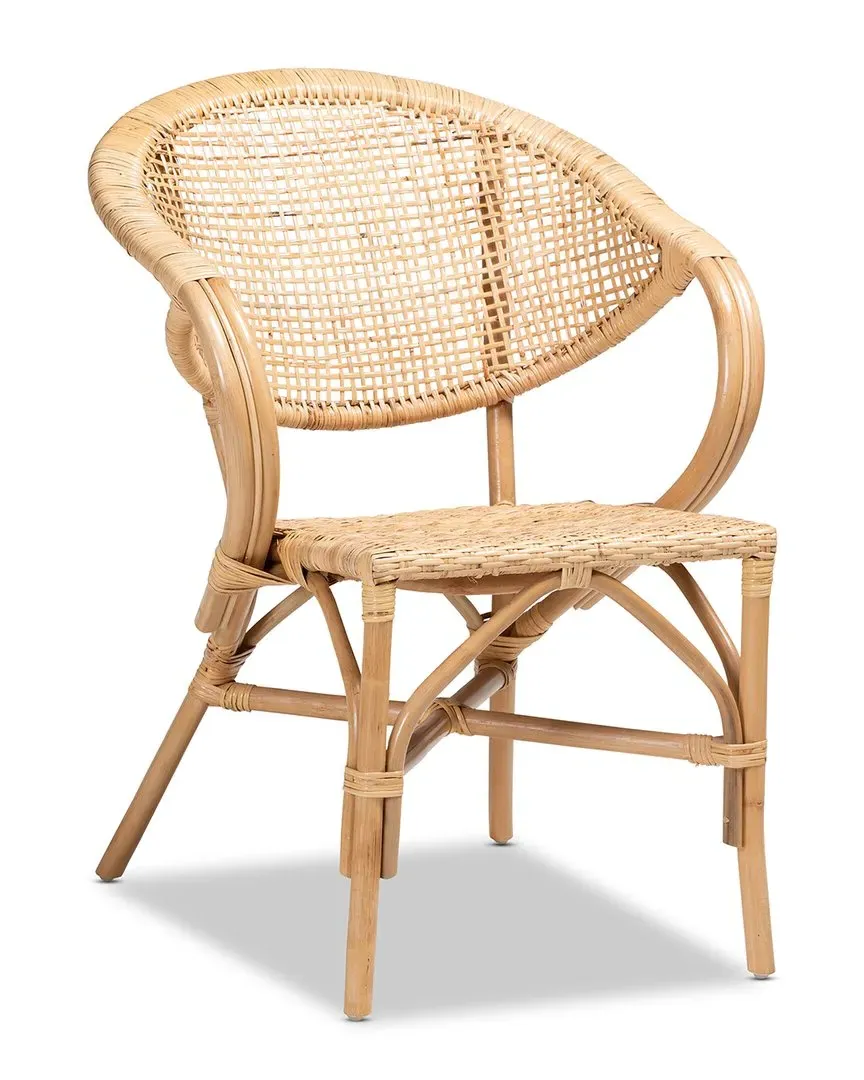 Varick Dining Chair with Armrests - Brown, Rattan