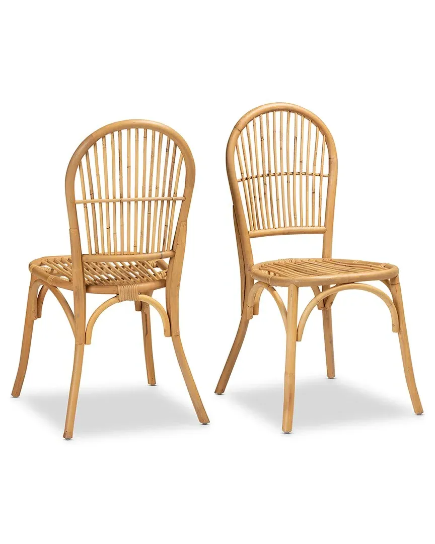 Wina 2-Piece Dining Chair Set - Brown, Rattan