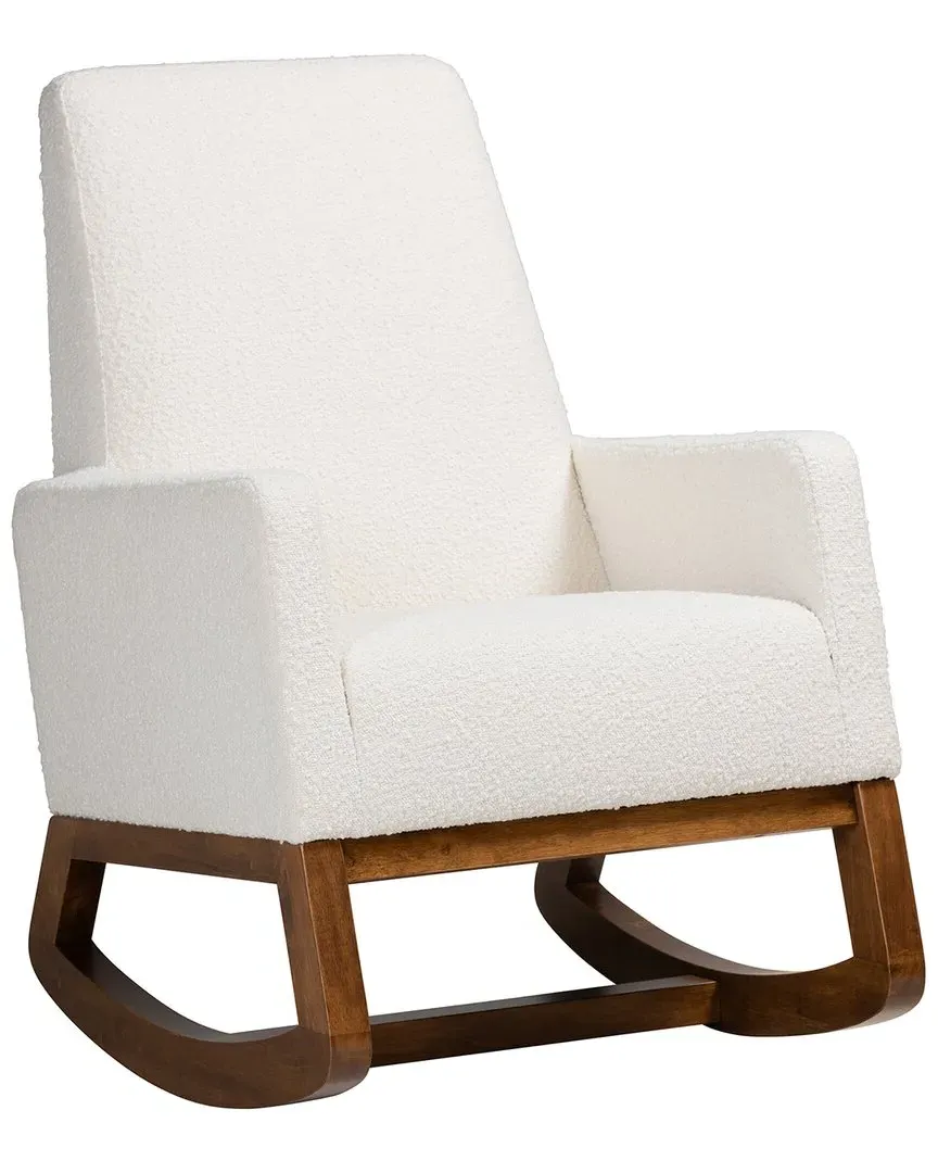 Yashiya Upholstered Rocking Chair - Off-White, Walnut image