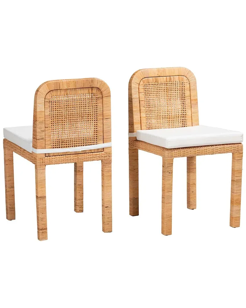 Zariah Set of 2 Rattan Dining Chairs - Natural image