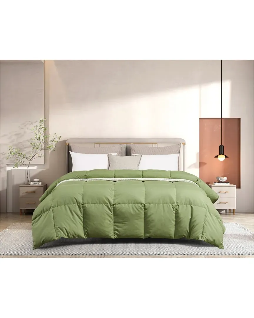 All-Season Feather & Down Comforter - Green, Microfiber image