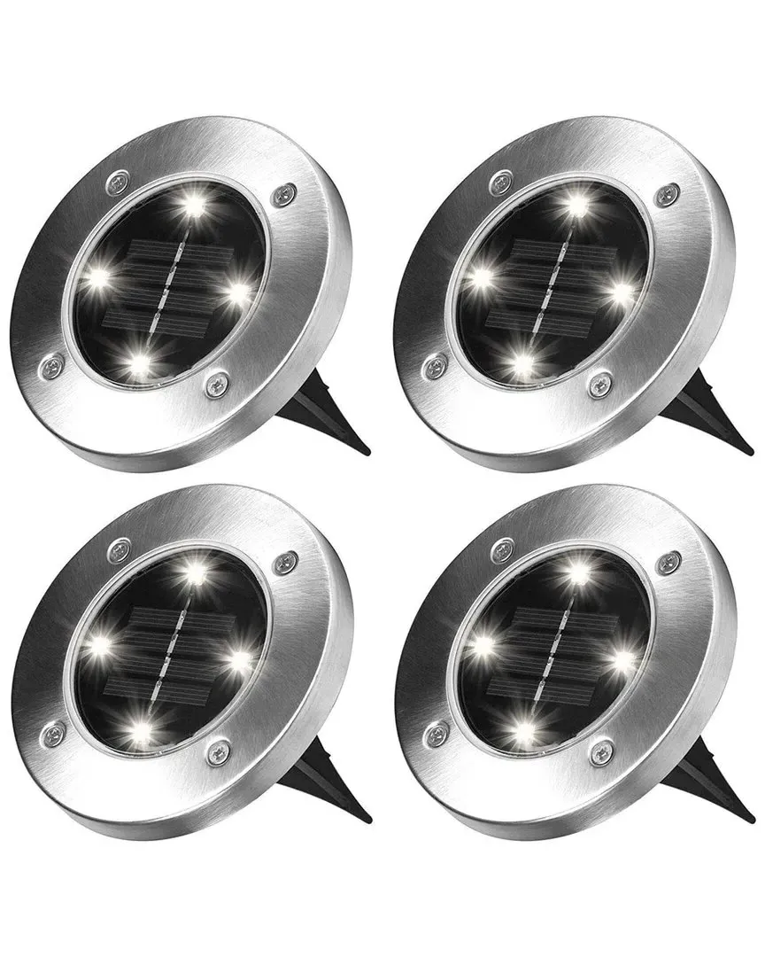 4 LED Round Outdoor Disk Lights - Steel, 4 Pack image