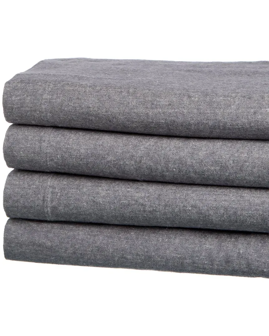 Chambray Flannel Sheet Set - Grey, Cotton image