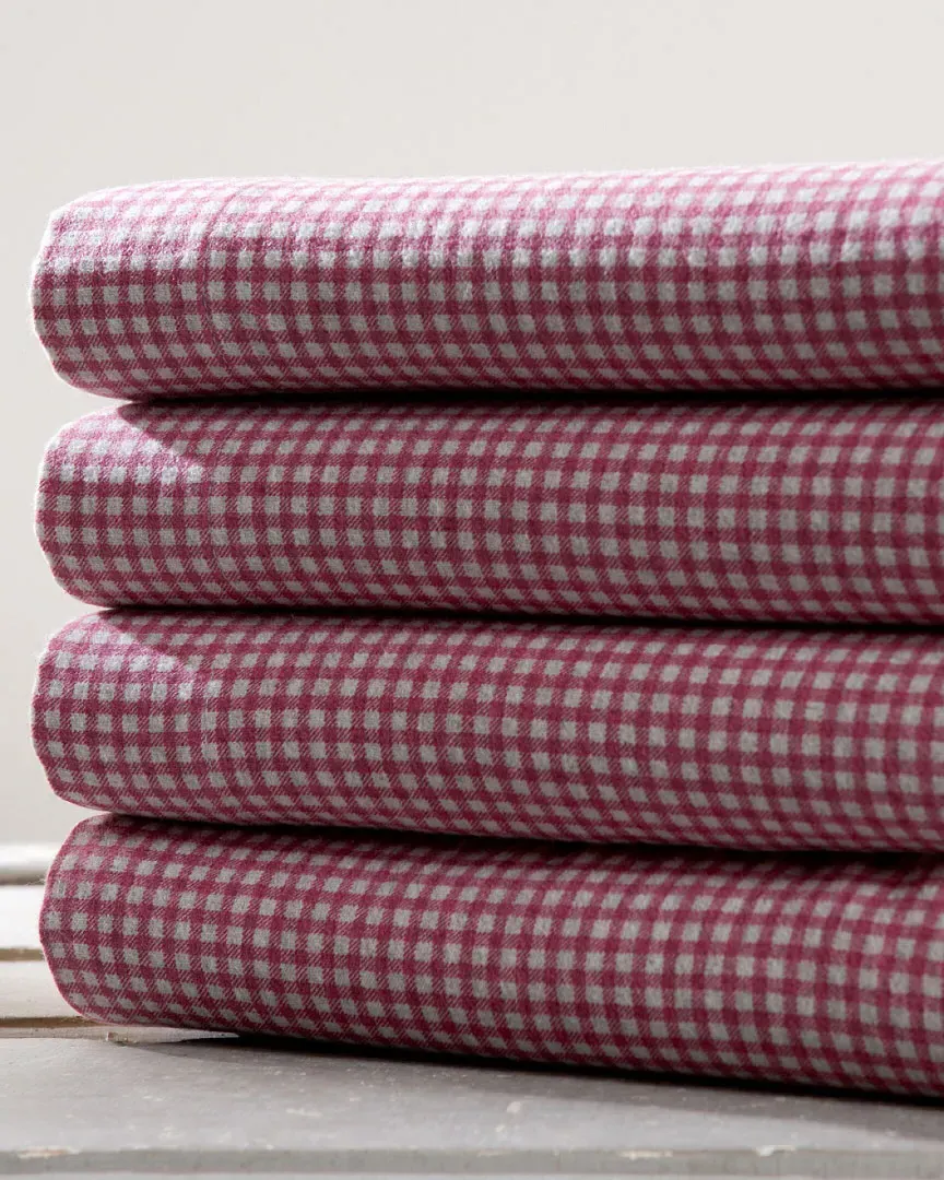 Gingham Flannel Sheet Set - Red