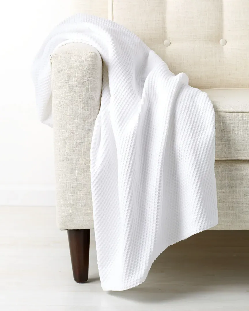 Soft Diamond Throw - White, Cotton