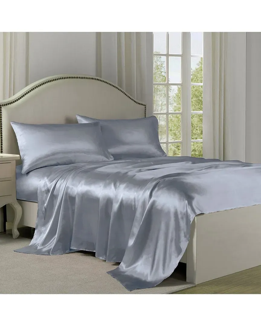 Satin Sheet Set - Silver, Polyester