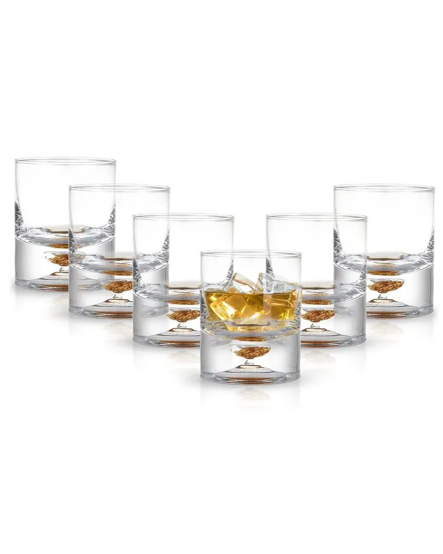 Set of 6 Lowball Whiskey Glasses with Flake Design - Clear image