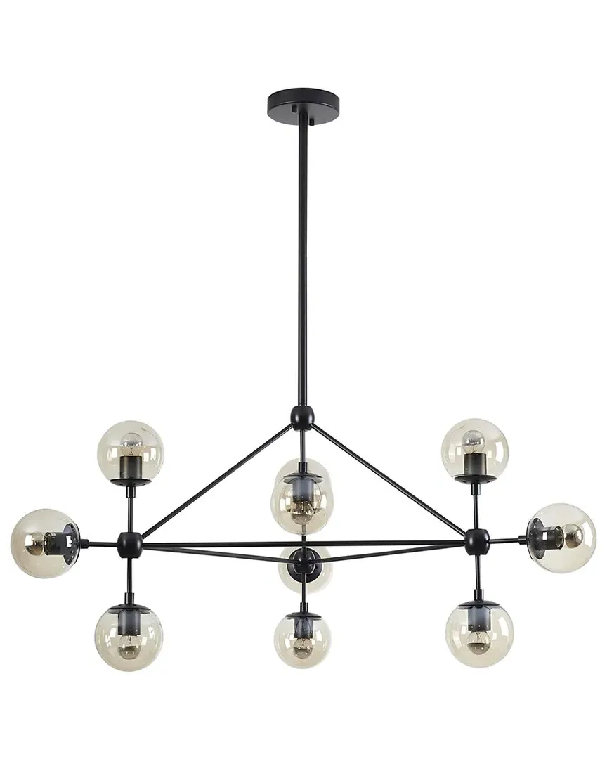 10-Light Chandelier with Glass Shades - Black