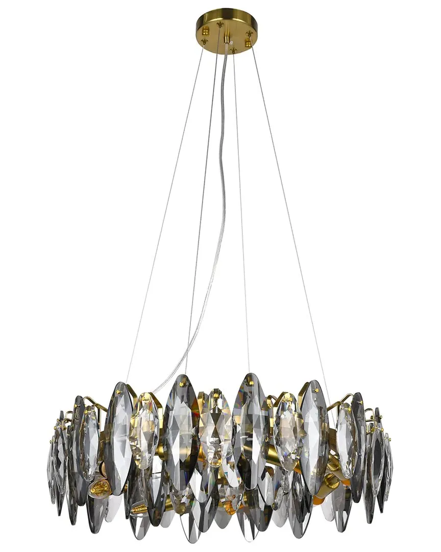 11-Light Round Chandelier with Crystals - Brass image
