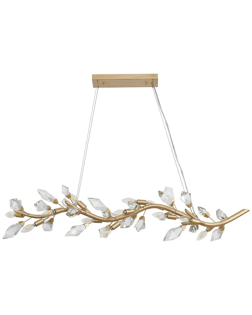12-Light Branch Chandelier with Crystal Petals - Gold