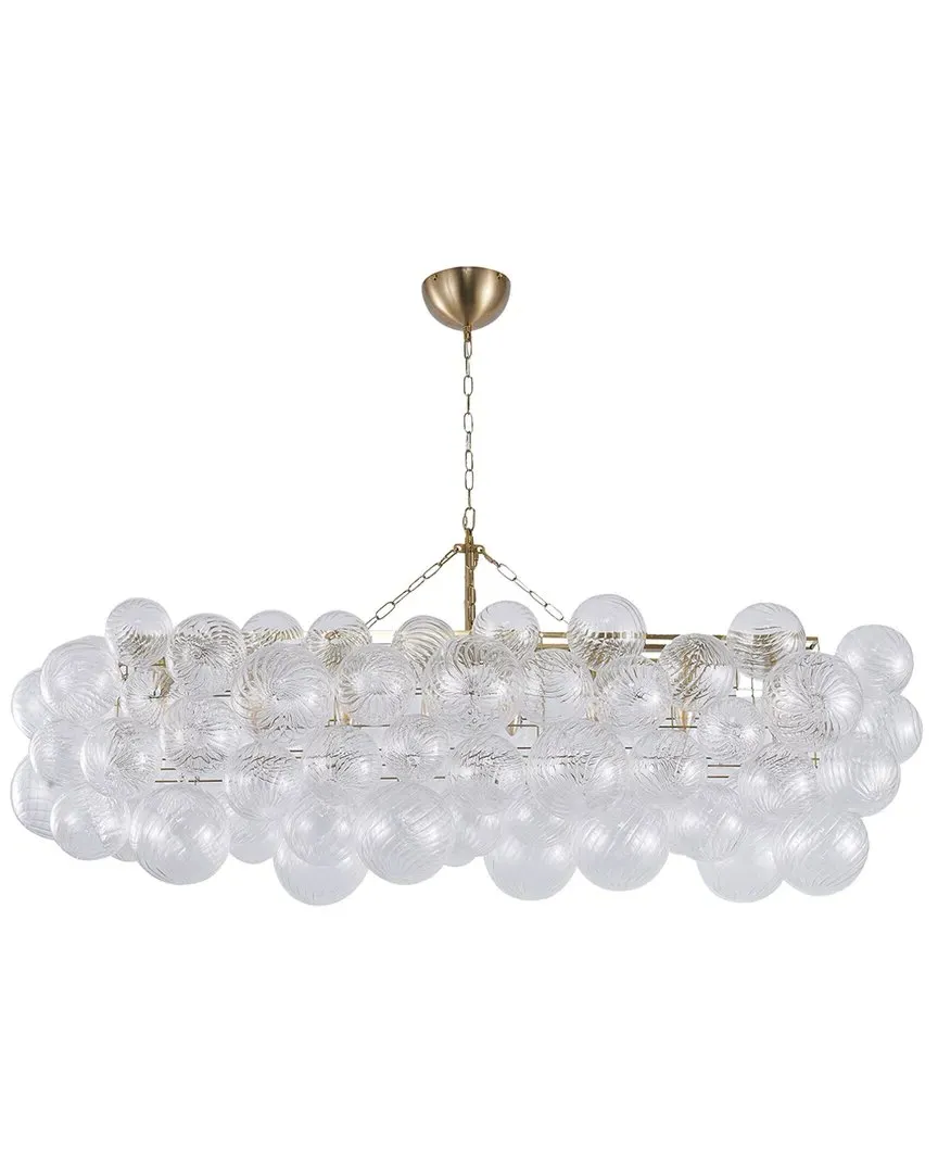 12-Light Chandelier with Swirl Glass Shades - Brass