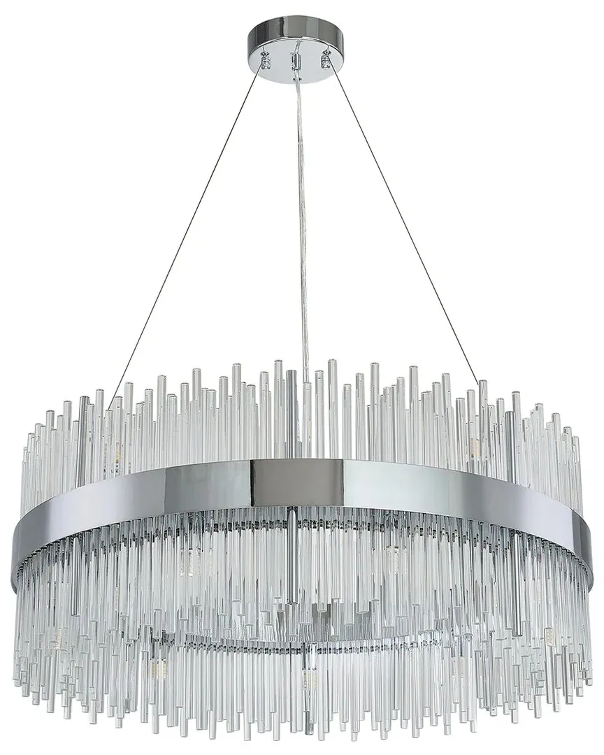 18-Light Chandelier with Glass Rods - Chrome, Stainless Steel