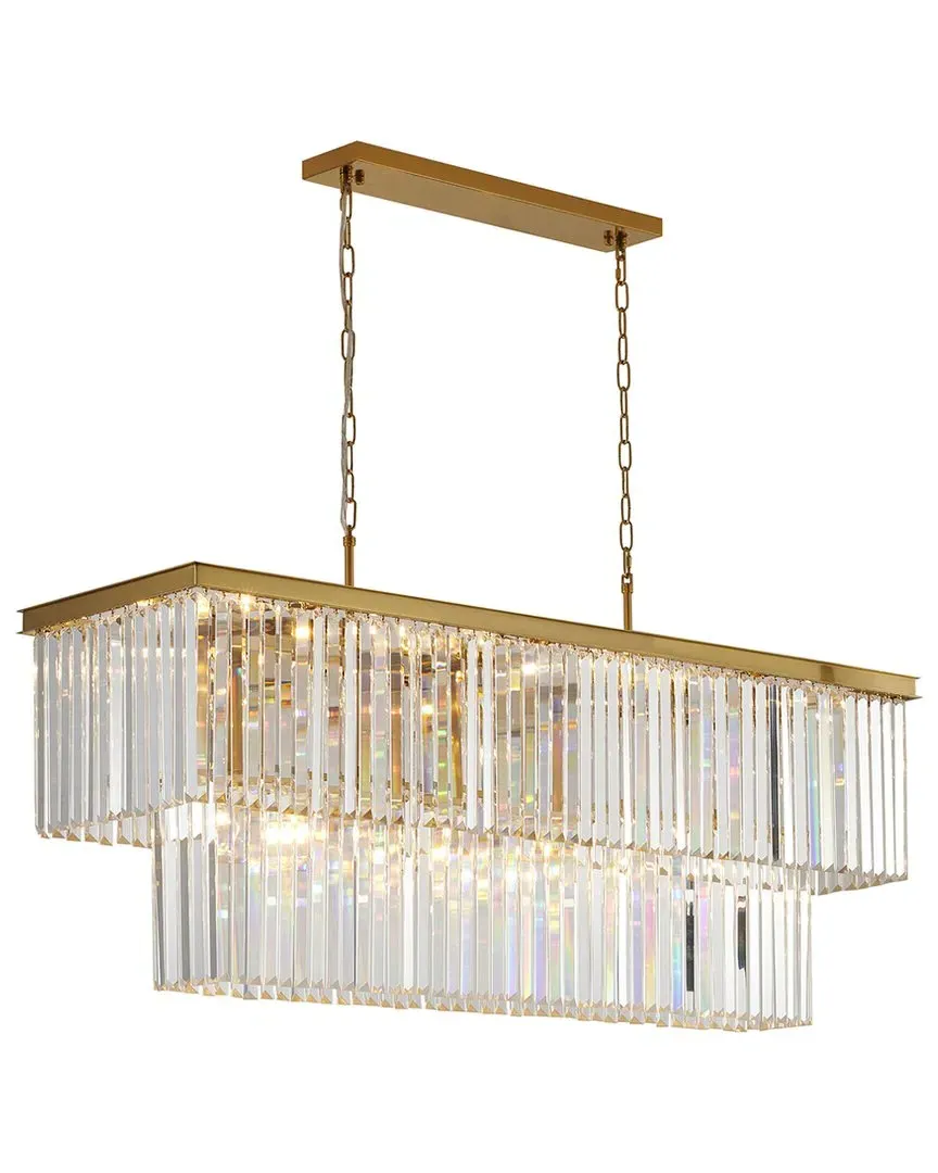 18-Light Two-Tier Chandelier with Crystals - Gold, Metal image