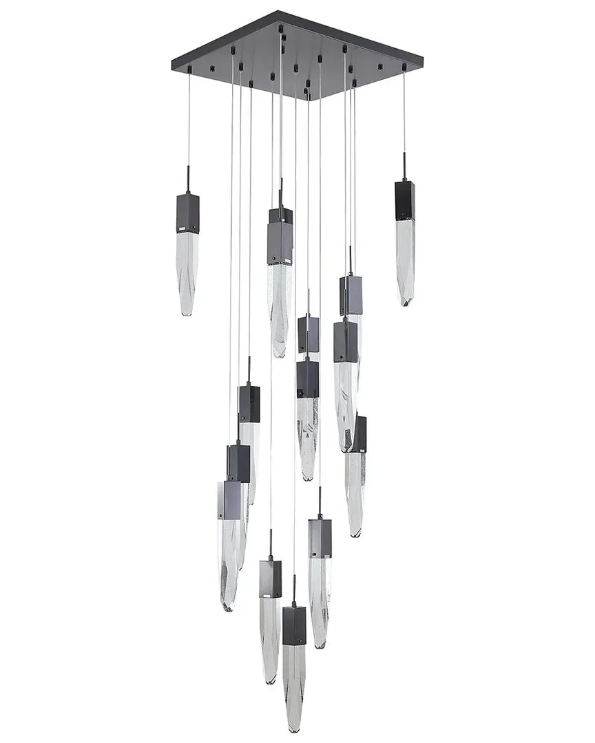 24in Chandelier with Iceberg Crystals - Black, Metal
