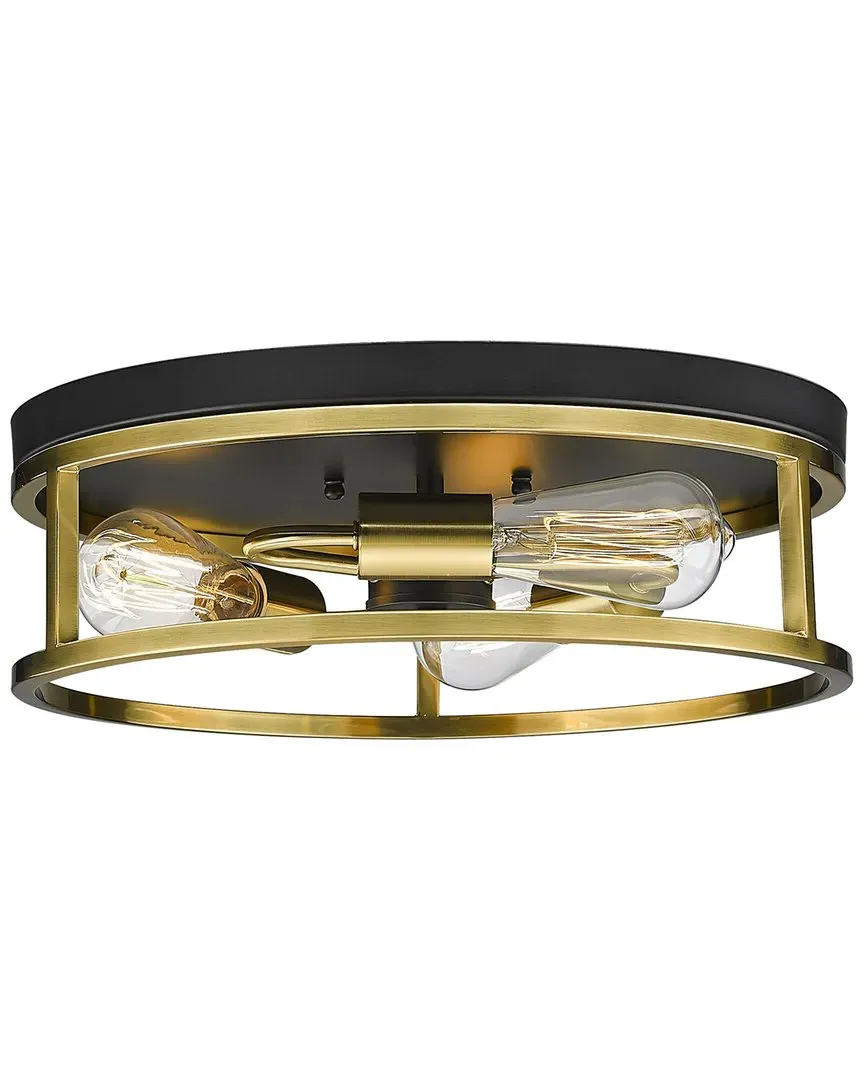 3-Light 16in Iron Flush Mount - Black, Gold image
