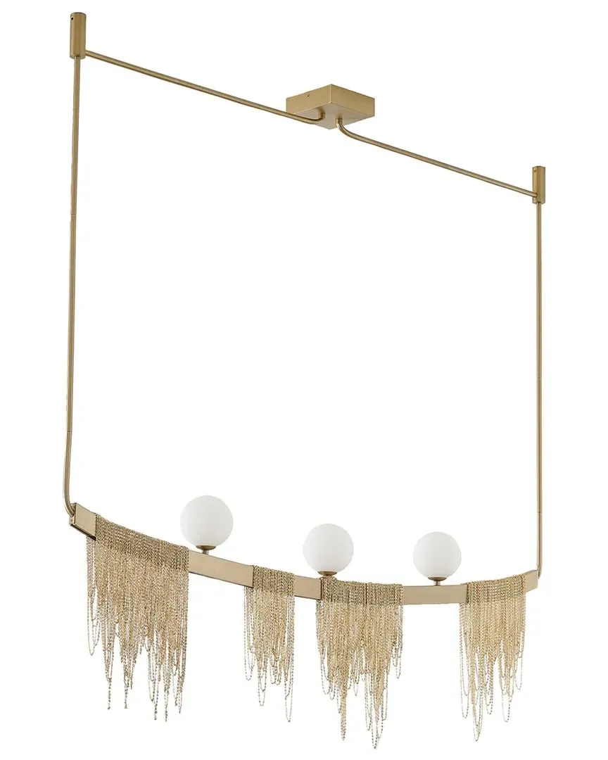 3-Light Chandelier with Glass Shades - Gold, Stainless Steel