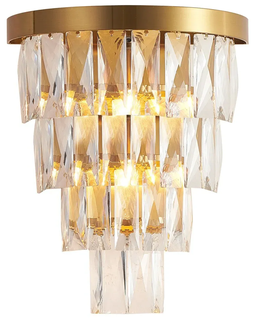 3-Light Wall Sconce with Crystal Accents - Brass image