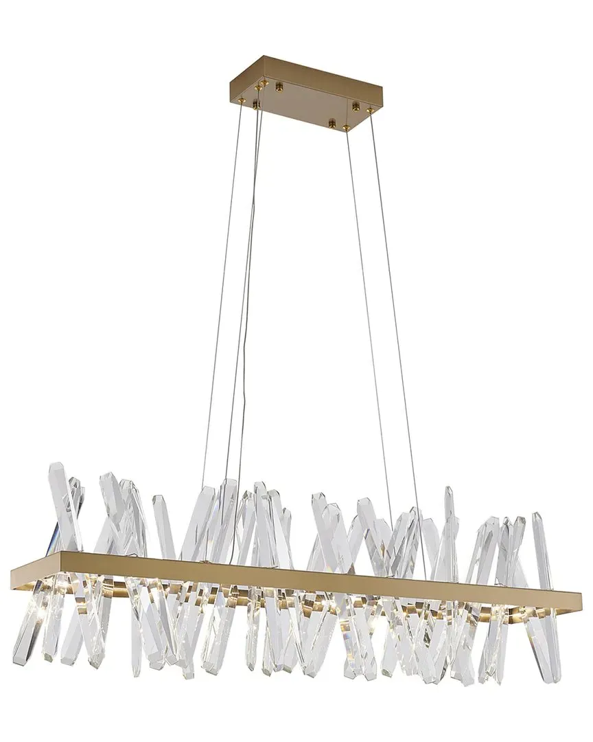 4-Light LED Chandelier with Crystals - Gold, Stainless Steel