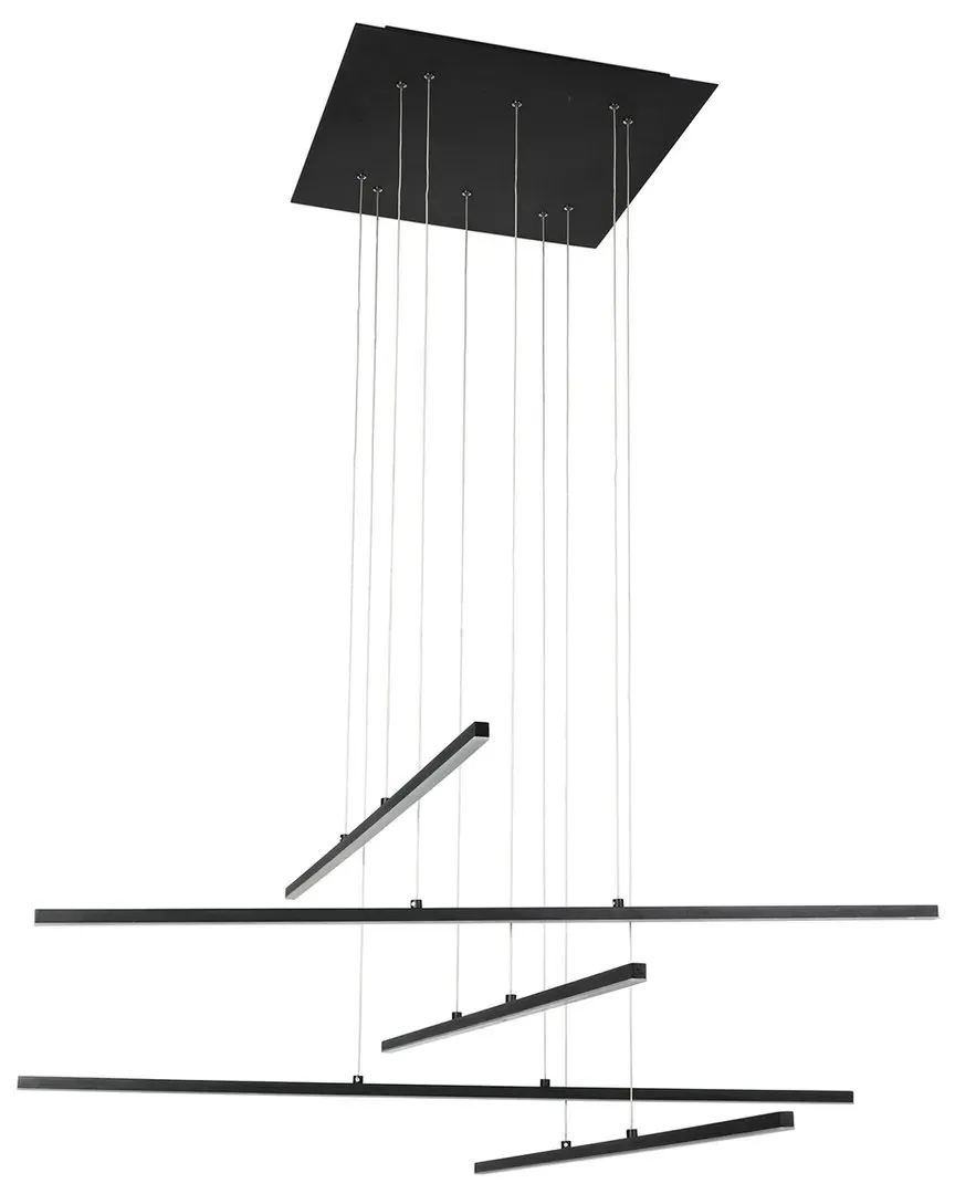 5-Light LED Chandelier with Stick Pendants - Matte Black image