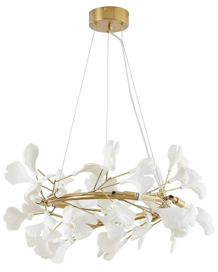 6-Light Chandelier with Matte Leaf Petals - Brass, Iron image