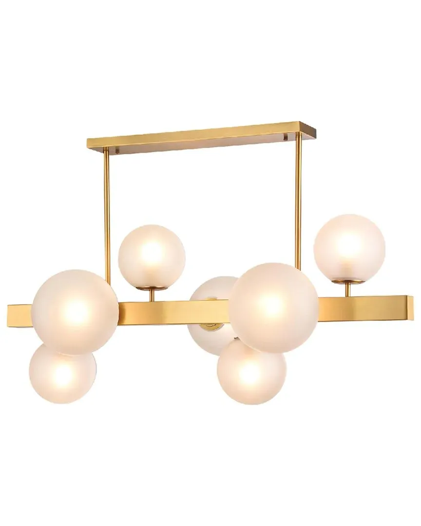 7-Light Chandelier with Glass Shades - Gold, Stainless Steel