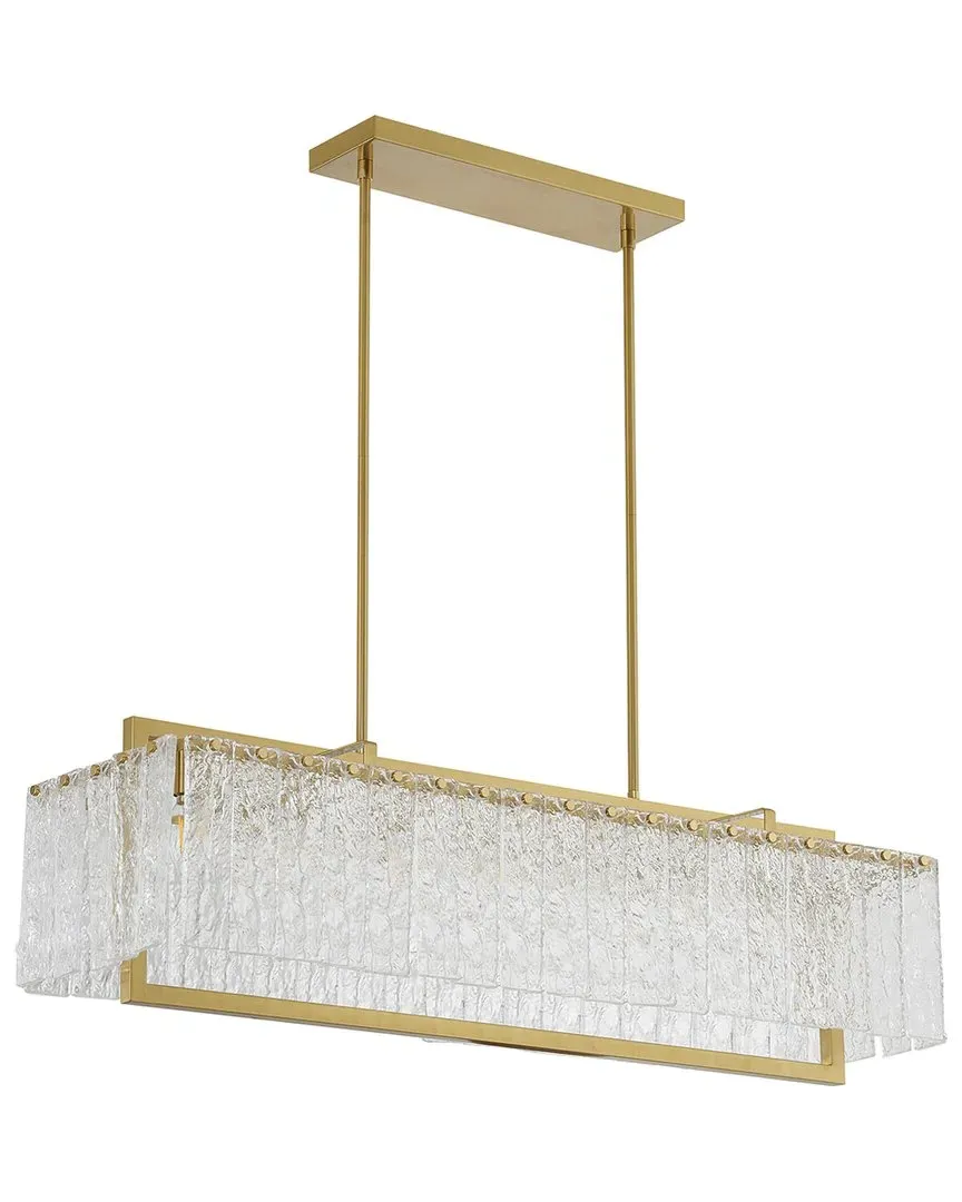 7-Light Chandelier with Rippled Glass - Brass image