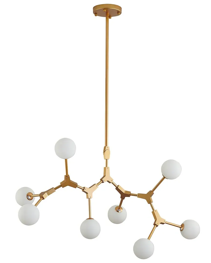 8-Light Chandelier with Milk Glass Shades - Gold, Metal image