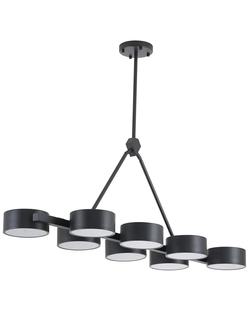 8-Light LED Chandelier with Round Accent Shades - Black image