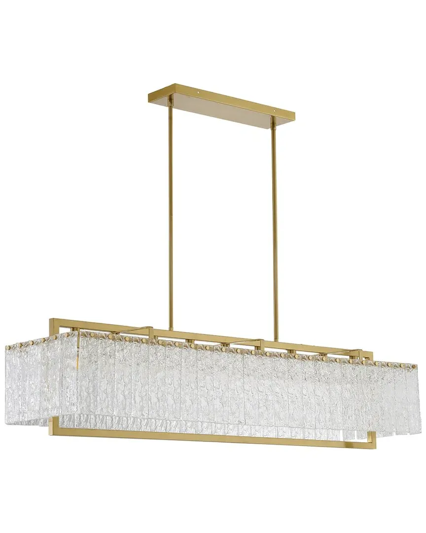 9-Light Chandelier with Rippled Glass - Brass image