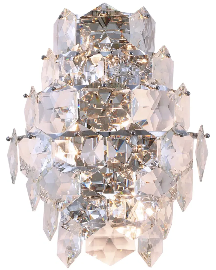 Chrome & Crystal Wall Sconce - Chrome, Stainless Steel