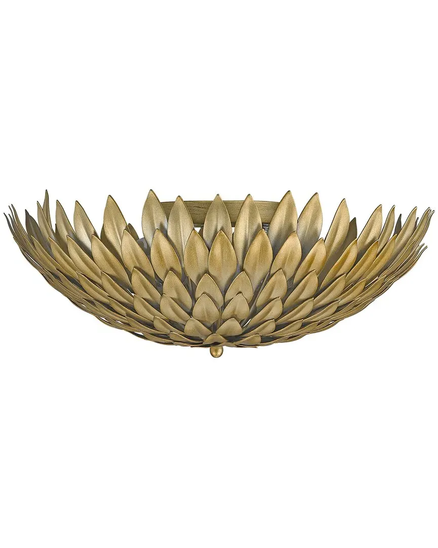 Flush Mount Light with Flower Shade - Gold